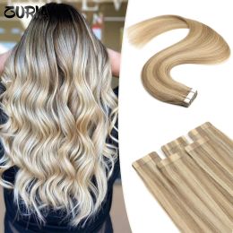 Extensions Zuria Tape in Extension 100% Human Hair Natural Machinemade Remy lijm Tape rechte huid inslag 12 "24" voor vrouwen