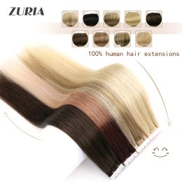 Extensies ZURIA Tape In Extensions van echt haar Steil haar Natuurlijke huid Inslag Machine van menselijk haar Remy-kleefstof Onzichtbare tape in haar