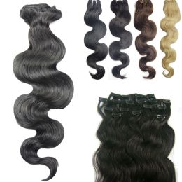 Extensions ZZHAIR 140G280G 16 "26" Machine Machée Remy Hair 10pcs Set Clips in Human Hair Extensions Whole Head Natural Body Wavy