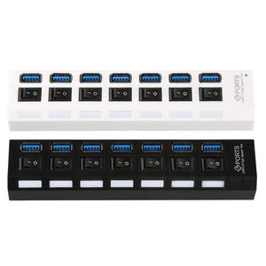 Freeshipping External 7 Puertos USB 3.0 Hub Switch On / Off Interruptor Splitter para MAC Windows XP / Vista / 7/8 / 10 / MAC OS 9.1 de alta velocidad