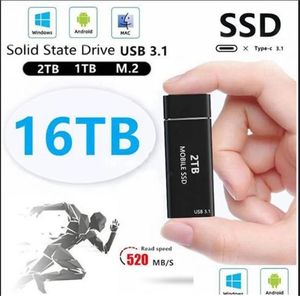 Disques durs externes Type-C haute vitesse SSD USB3.1 4 To 8 To 16 To Interface Disque SSD portable 2 To 1 To 500 Go USB 3.1 Mini Mobil Dh0Ja