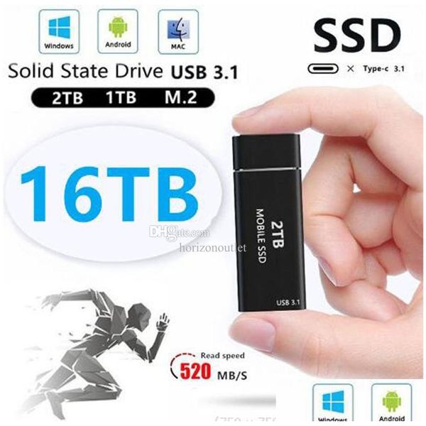 Discos Duros Externos Tipo C Ssd De Alta Velocidad Usb3.1 4Tb 8Tb 16Tb Interfaz Disco Duro Externo De Estado Sólido Portátil 2Tb 1Tb 500Gb Usb 3. Dhv4G