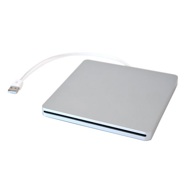 Freeshipping Estuche de DVD USB externo para MacBook Pro Unidad de disco duro SATA La ranura Super Multi de DVD tiene un aspecto de aluminio Plateado