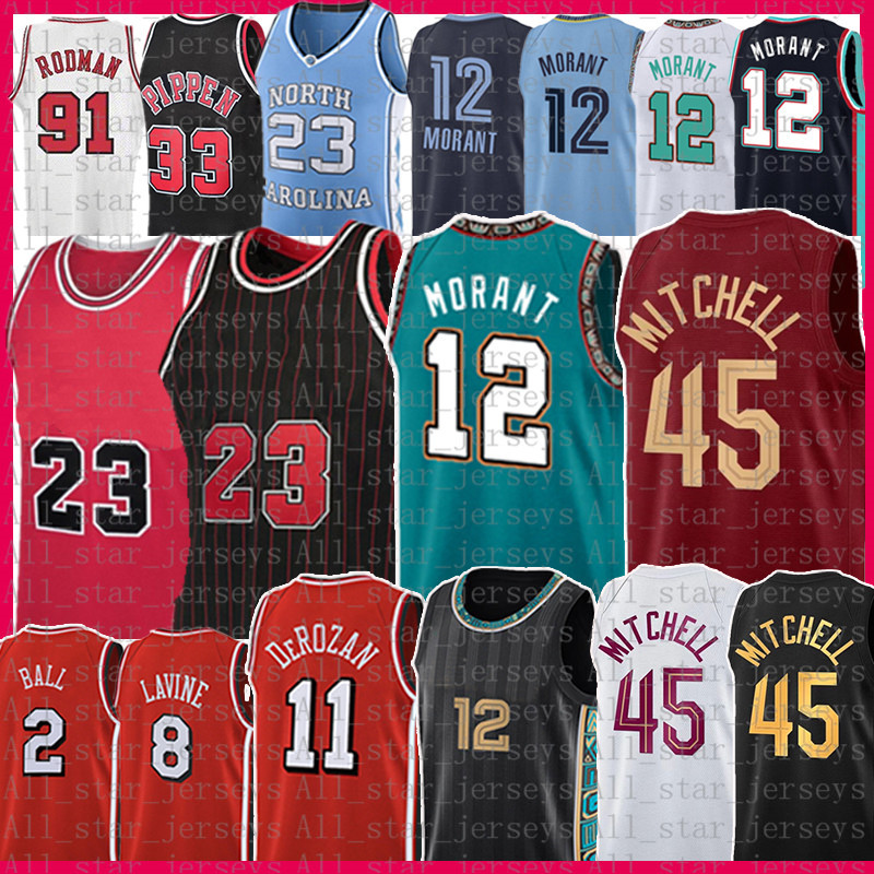 Chicago Bulls Memphis Grizzlies Toronto Raptors Ja 12 Morant 23 Vince 15 Carter Basketball Jersey Scottie Jordan 33 Pippen Dennis 91 Rodman 23 Michael