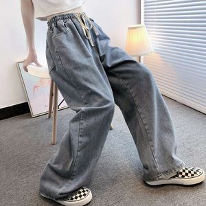 Extra grote 300 kg jeans voor dames in 2023, nieuwe lente rechte pasvorm, loszittende hoge taille, vloer dweilbroek met wijde pijpen, 240 kg