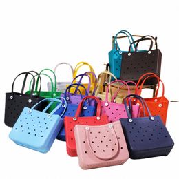 Extra Grote Boggs Strandtas Zomer EVA Strandmand Vrouwen Picknick Draagtas Gaten Waterdichte Handtas Pouch Winkel Schoudertas m5ps #