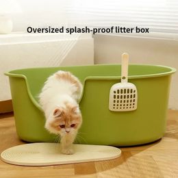 Extra-large Chat Litter Boîte à litière semi-clôturée des éclats de chat pour chats à l'épreuve des chats Sandbox Puppy Litter Tray Produits de nettoyage d'animaux de compagnie 240306