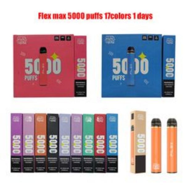 Extra Large E Cigarettes Original Flex maxi 5000 bouffées 850mah12ml dispositif de pré-remplissage autorisation e-cigarette jetable 17 saveurs