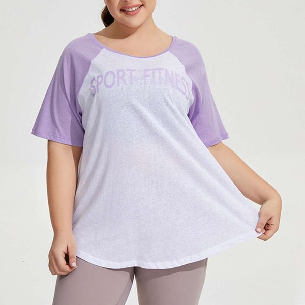 Extra Large Fiess Women's 200 Catty Assy Felting Assalage à manches courtes Top à manches rapides Séchéage Chubby MM Suit Yoga T-shirt Running Sportswear F41739