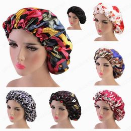 Extra grote satijnen gevoerde bonnetten Afrikaanse patroon print stof Ankara Bonnetten Dames Slaap Cap 2019 Winter Nieuwe Mode Hoofd Wrap