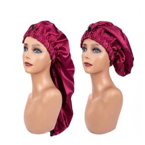 Extra Large Satin Soyeux Bonnet Sommeil Bonnet Longue Nuit Cire Sommeil Chapeau Pour Femmes Hommes GC1800