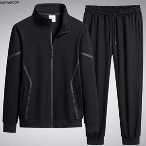 Ensemble de sport Extra Large pour hommes, printemps et automne, avec graisse ajoutée, grande taille, col montant ample, décontracté, deux pièces