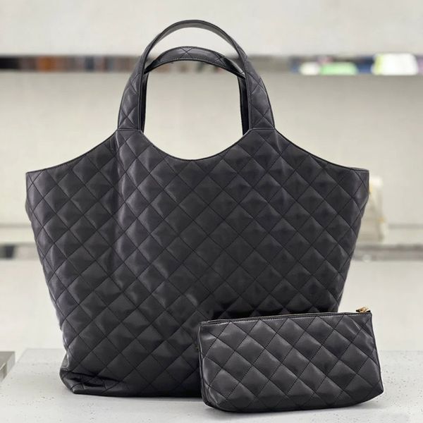 Bolso Totes extra grande bolsos de cuero genuino bolsos Icare moda bolso de lujo bolso de trabajo de gran capacidad negro Shopper Women Designer bag Tote