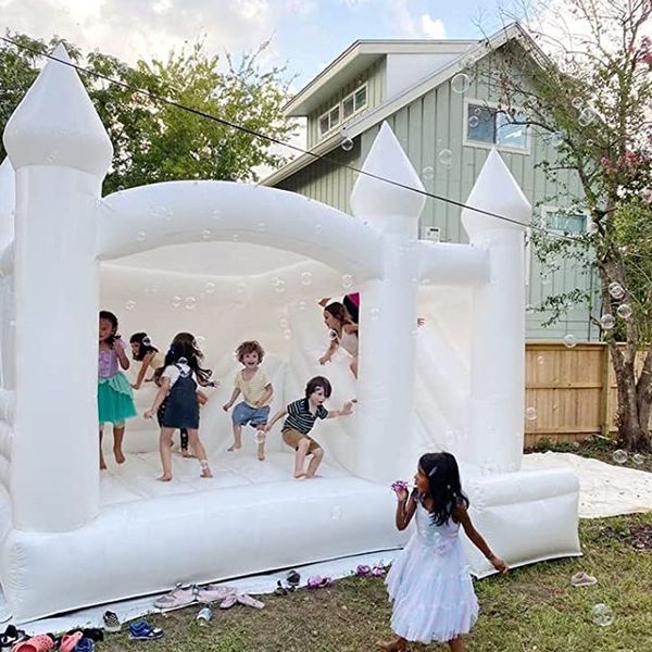 Extra grande maison de rebond gonflable blanc avec toboggan Bouncy château de château pour le mariage pour enfants fête 16x16x11ft