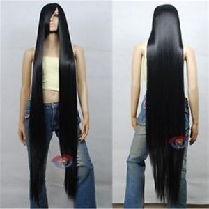 Extra lange zwarte cosplay Wig High Temp - CosplayDNA Pruiken 150 cm Fashion Party Heat Resistant Wigs279O