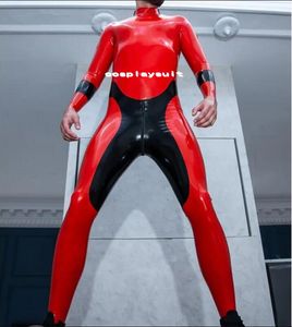 Halloween Cosplay para mujer PU mono de manga larga de cuero sintético PVC catsuit para hombre Cremallera en el hombro y cremallera en la entrepierna para fiesta Clubwear por encargo