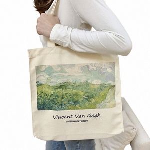 Toile extra épaisse Femme Sac à bandoulière Van Gogh Morris Vintage Peinture à l'huile Zipper Livres Sac à main Grand fourre-tout pour les femmes Boutique k3ZR #