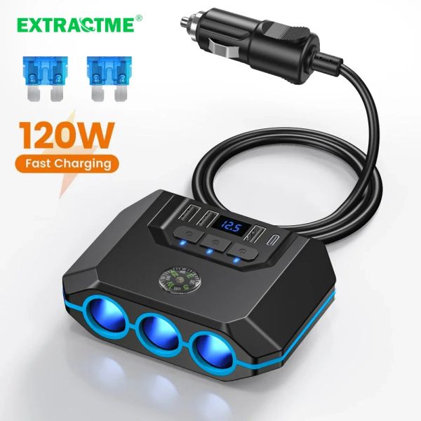 Extractme 120W Adaptateur de chargeur de voiture 7in1