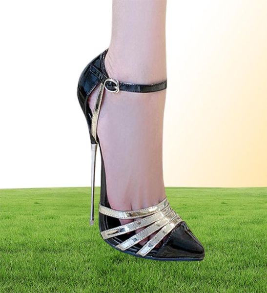 Talons hauts extrêmes 16 cm couleurs mixtes de la cheville drap femme chaussures talons talon show moeling fête femelle chaussures pompes sandals 46 lj2007070242