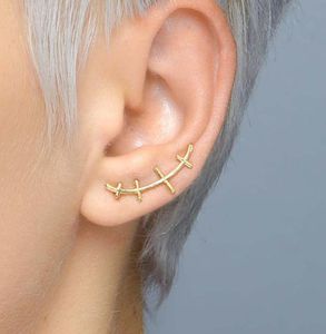 Boucles d'oreilles 3d en forme de cicatrice extrêmement personnalisées, boucles d'oreilles en argent sterling 925 pour hommes et femmes, clips d'oreille asymétriques, 8113652