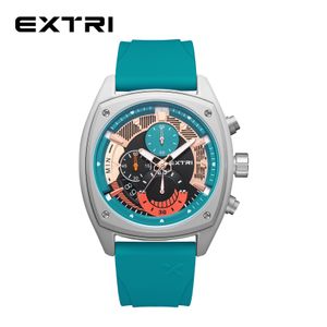 Extri beste nieuwe herenhorloges topmerk luxe quartz horloge man premium waterdichte sport chronograaf horloge heren siliconen klok