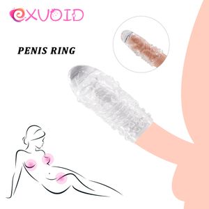 Exvoid 2 stks vertraging ejaculatie siliconen penis extender vergroting sexy speelgoed voor koppels mouw cock shop kristal