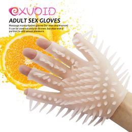 Exvoid erotische vinger vibrator spike handschoenen clitoris massage sexy speelgoed voor koppels mannelijke masturbatie vinger volwassen producten