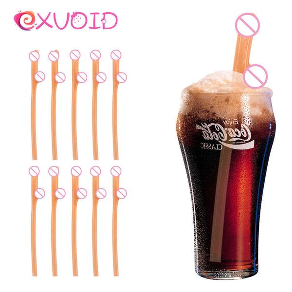 EXVOID Suministros de fiesta Juguetes sexuales para parejas Sex Shop Paja desnuda para bar Beber Pajitas de pene 10 PCS Sexy Hen Night Accesorios P0816