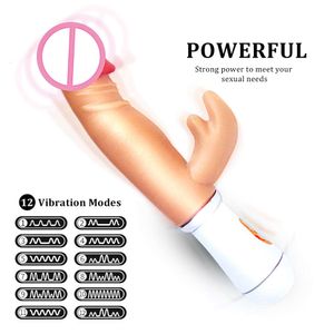 Exvoïde réaliste réaliste 12 Fréquence Silicone Flesh Dildo Vibrator Sexy Toys for Women Rabbit Vibrateurs Av Stick G-spot Massageur