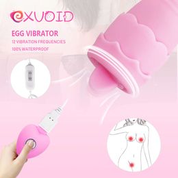 Exvoïde langue orale Licking Vibraters Sexy Toys for Women Egg Vibrateur G-spot vagin masseur Dildo 12 vitesses Stimulateur clitoris