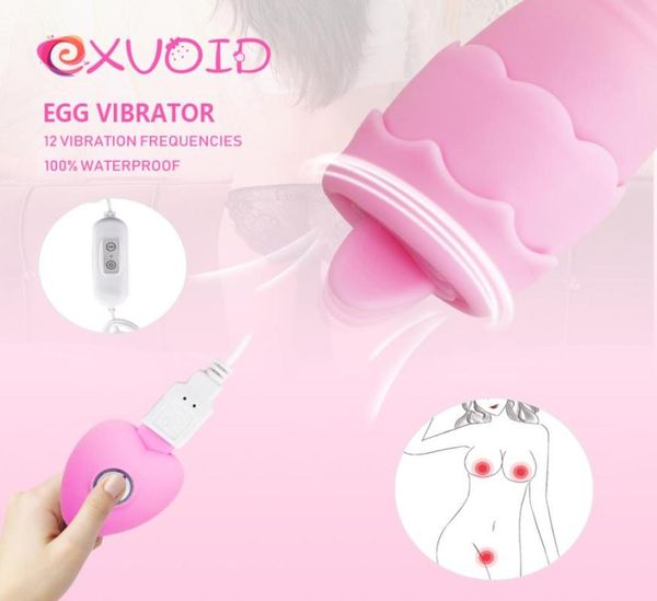 Vibradores de lamidas orales de la lengua exvoidea juguetes sexy para mujeres vibrador de huevo gspot masajeador consolador 12 velocidades clítoris estimulador7798149