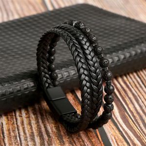 Oogbarmarmbanden mode klassieker tijger kralen multi-lagen lederen armband voor mannen met de hand geweven punkbangle sieraden geschenken