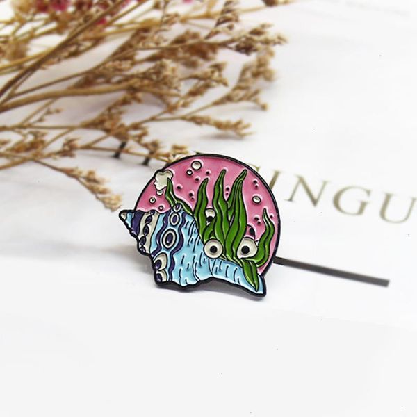 Oeil Conch Creative Oil Drop Brooch Happy Conch Spitting Bubbles Cartoon Fashion Badge Jewelry