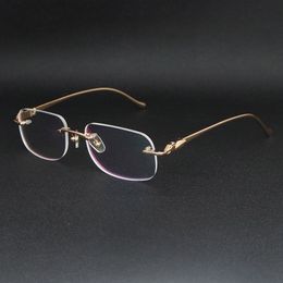 Laatste Mode Metalen Grote Vierkante Frames Randloze Brillen Mannelijke en Vrouwelijke Bril Luxe Bescherming Brillen Kan worden uitgerust met lenzen met graden Brillen