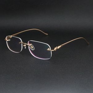 Última moda Metal Marcos cuadrados grandes Gafas sin montura Gafas masculinas y femeninas Gafas de protección de lujo Se pueden equipar con lentes con grados Gafas