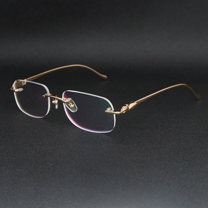 Senaste modemetall stora fyrkantiga ramar Rimless glasögon Male och kvinnliga glasögon Lyxskyddsglasögon kan utrustas med linser med grader glasögon