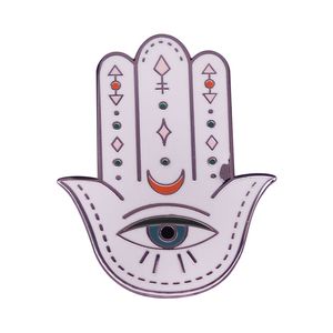 Eye Hamsa Hand Pin Symboles spirituels Méditation de yoga Broche Badge de bonne fortune en forme de palmier