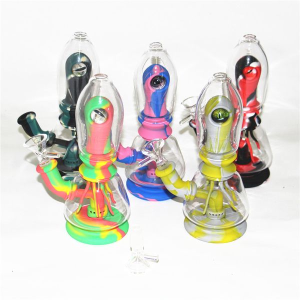 Eye Hookahs Silicone Pipe Water Bong Avec Banger Quartz De 4mm D'épaisseur Pour Fumer FDA Silicon Dab Rigs Incassable Oil Rig Bongs