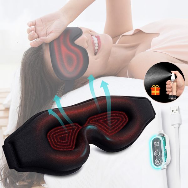 Masseur pour les yeux Masque chauffant électrique 3D Infrarouge lointain Compresse Visière Contrôle de la température Eyecover Yeux secs fatigués Coussinets Aides au sommeil 230612