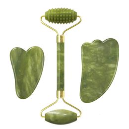 Masseur pour les yeux goutte Jade visage rouleau Gua Sha masseur 100% naturel véritable pierre Gouache grattoir visage soins de la peau outils de Massage 231020