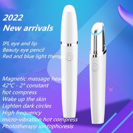 Eye Massager Selling Mini Electric Beauty Wand Rood Blauw Lichttherapie Verwarmde vibratie Lip Eye Bag Massage Pen Lifting Eye Relax 230603