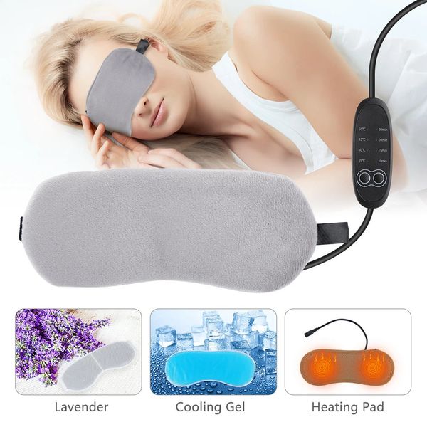 Masque pour les yeux chauffant USB pour dormir, compresse à vapeur électrique à la lavande, patchs pour les yeux, compresse froide, Spa, bandeau anti-cernes, 231218