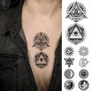 Oeil de dieu autocollant de tatouage temporaire mignon petit Mini pyramide égyptienne géométrique Tatoo bras main poignet hommes femmes paillettes tatouage enfant