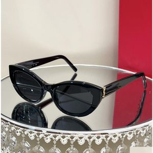 Oogbescherming zonnebril voor dames Hoge kwaliteit Ysllllls M115 Modeontwerper Bril Klassiek Kattenframe Anti-Uv400 Feestvakantie Dhpgc