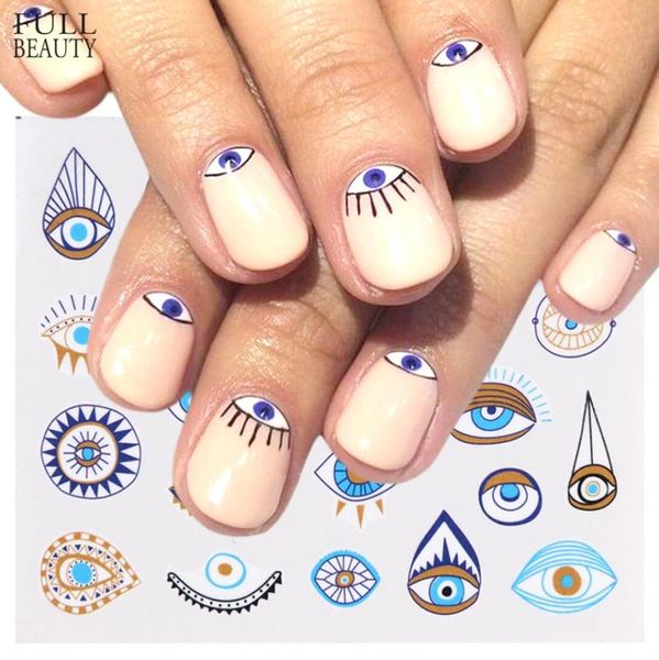 Calcomanía deslizante de transferencia de agua serie Eye para decoración de uñas, pegatina encantadora, tatuajes de manicura, calcomanías de papel de aluminio CHSTZ8188236820181