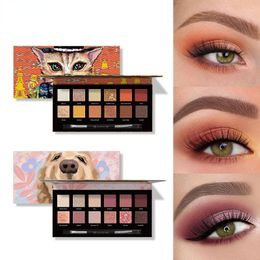 Sombra de ojos, 12 colores, paleta de sombras de ojos con purpurina Animal bonito, pigmento resistente al agua, maquillaje de larga duración, Cosméticos de belleza mate Natural