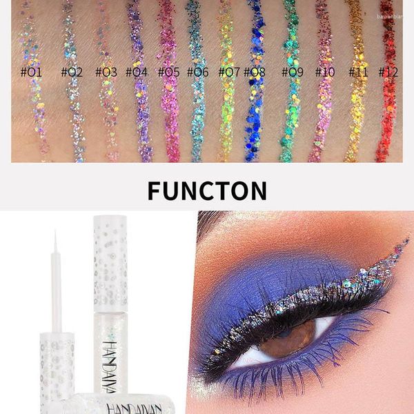 Sombra de ojos 12pcs/set Liquid Eyeliner Shaadow Soedy Shiny Set Sequin Mpwell