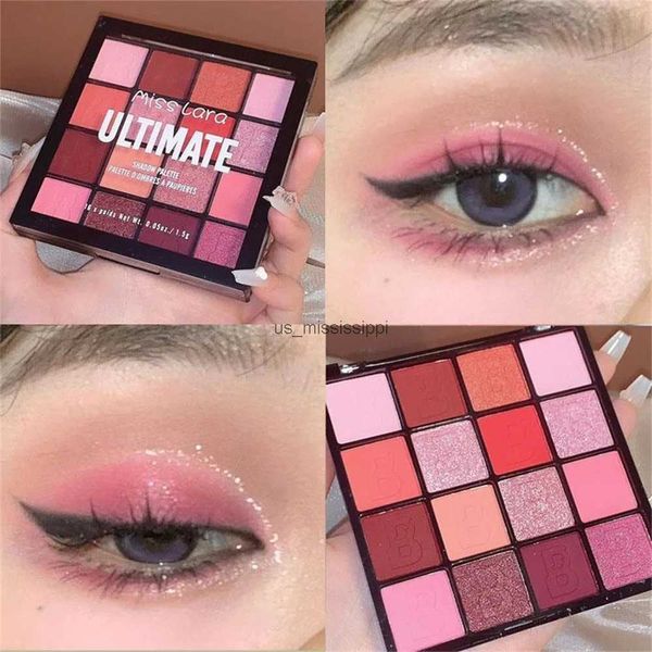 Sombra de ojos 16 colores Sombra de ojos Rosa Púrpura Verde Paleta Mate Brillo Parcial Pieza de brillo Impermeable Duradera Mujer Sexy Maquillaje de ojos L2403