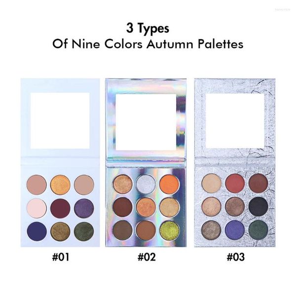Sombra de ojos 3 tipos de paleta de otoño de nueve colores Private LabeBulk Custom Your Own LOGO Pigment Makeup Wholesale