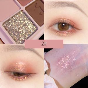 Paleta de sombras de ojos, 4 colores prensados, purpurina nacarada, resistente al agua, pigmento de larga duración, brillo de diamante, maquillaje brillante